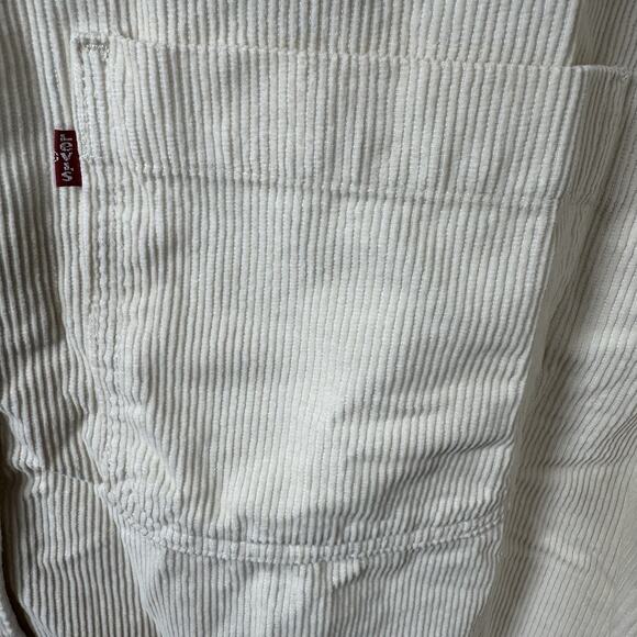 Levi's NEW Shirt Shacket Womens Large Cream Corduroy Relaxed Fit Button Up Logo - Picture 5 of 14
